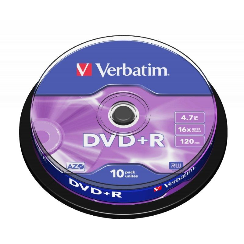 Dvd+r verbatim advanced azo 16X tarrina-10uds