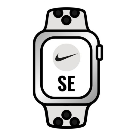 Apple watch se/ gps/ cellular/ 44mm/ caja de aluminio en plata/ correa nike deportiva platino puro y negra