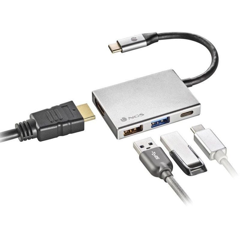 Docking usb tipo-c ngs wonderdock4/ 2xusb/ 1xusb-tipo-c pd/ 1xhdmi/ gris