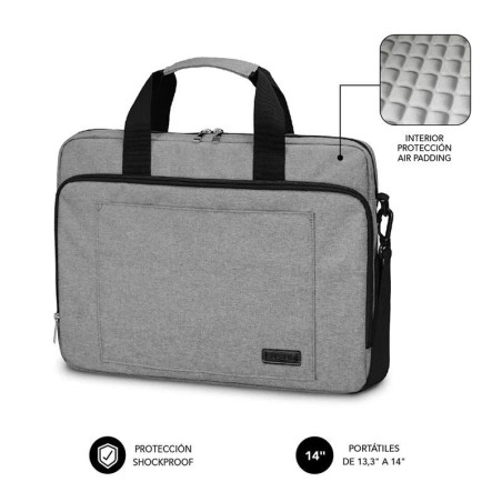 Maletín subblim air padding laptop bag para portátiles hasta 14'/ cinta para trolley/ gris