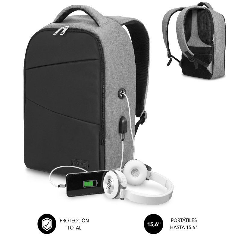 Mochila subblim secure v2 ap para portátiles hasta 15.6" puerto usb/ antirrobo/ gris Mochila subblim secure v2 ap para portátiles hasta 15.6" puerto usb/ antirrobo/ gris