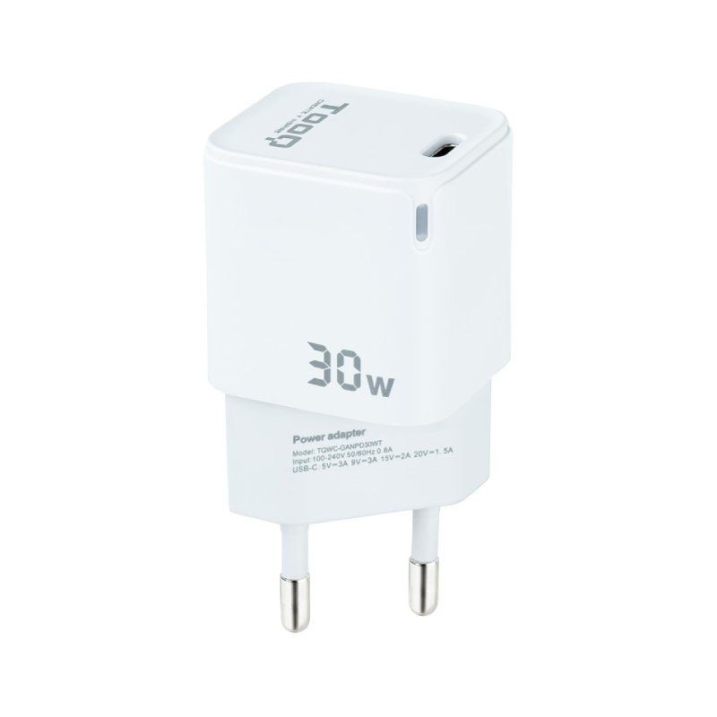 Cargador de pared TooQ tqwc-ganpd30wt/ 1xusb tipo-c/ 30w