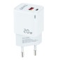 Cargador de pared TooQ tqwc-qcpd20wt/ 1xusb-tipo c/ 1x usb/ 20w/ blanco
