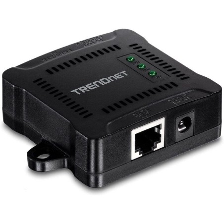 ppEl divisor PoE Gigabit de TRENDnet modelo TPE 104GS conecta en red un dispositivo no PoE en un lugar remoto mediante una cone