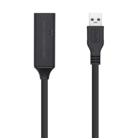 Cable alargador usb 3.0 con amplificador aisens a105-0409/ usb macho - usb hembra/ 15m/ negro