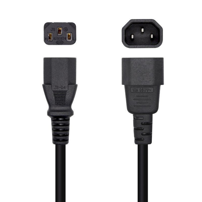 Cable alimentación aisens a132-0466/ c13 hembra - c14 macho/ 3m/ negro