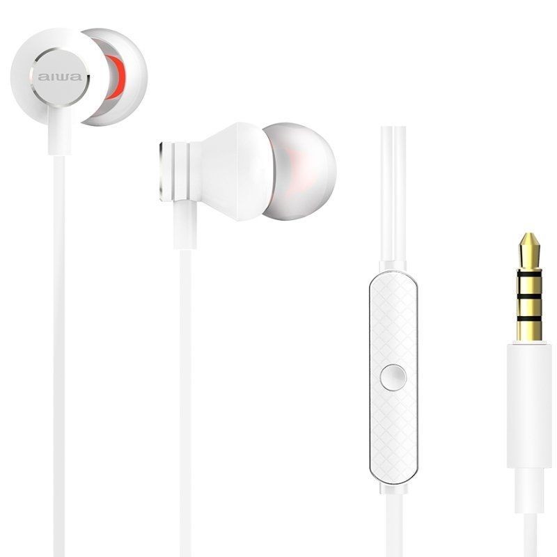 Auriculares intrauditivos aiwa estm-50wt/ con micrófono/ jack 3.5/ blanco