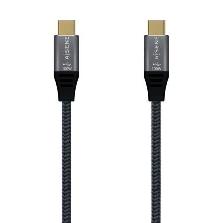 Cable usb 2.0 tipo-c aisens a107-0628 5a 100w/ usb tipo-c macho - usb tipo-c macho/ 1m gris