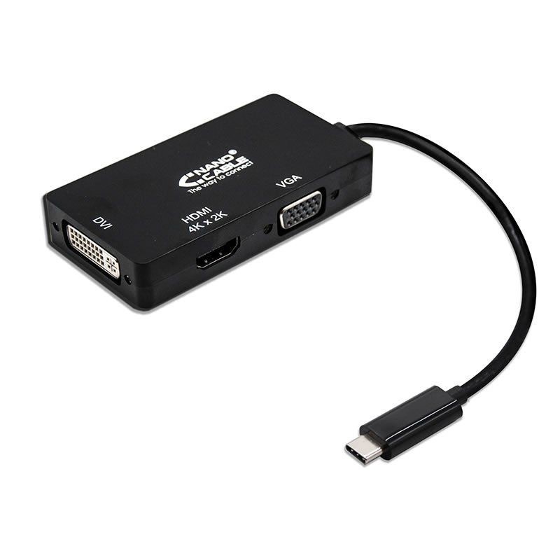 Conversor nanocable 10.16.4301-bk/ usb tipo-c macho - vga hembra/ dvi hembra/ hdmi hembra/ 10cm/ negro Conversor nanocable 10.16.4301-bk/ usb tipo-c macho - vga hembra/ dvi hembra/ hdmi hembra/ 10cm/ negro