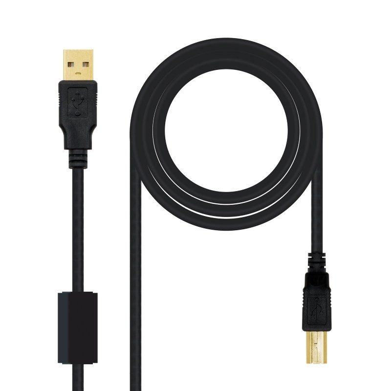 Cable usb 2.0 impresora nanocable 10.01.1204/ usb macho - usb macho/ 4m/ negro