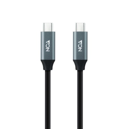 Cable USB 3.2 nanocable 10.01.4302/ usb tipo-c macho - usb tipo-c macho/ 2m/ gris y negro