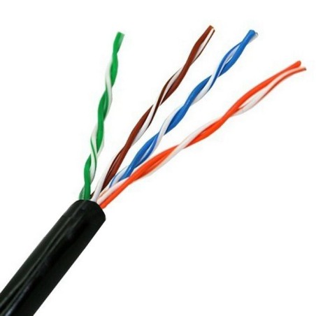 p ppAISENS 8211 Cable de red exterior impermeable RJ45 Cat5e UTP rigido AWG24 negro bobina de 305 metros resistente a los rayos