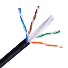 p ppAISENS 8211 Cable de red exterior impermeable RJ45 Cat6 UTP rigido AWG24 negro bobina de 100 metros 100 cobre para la insta