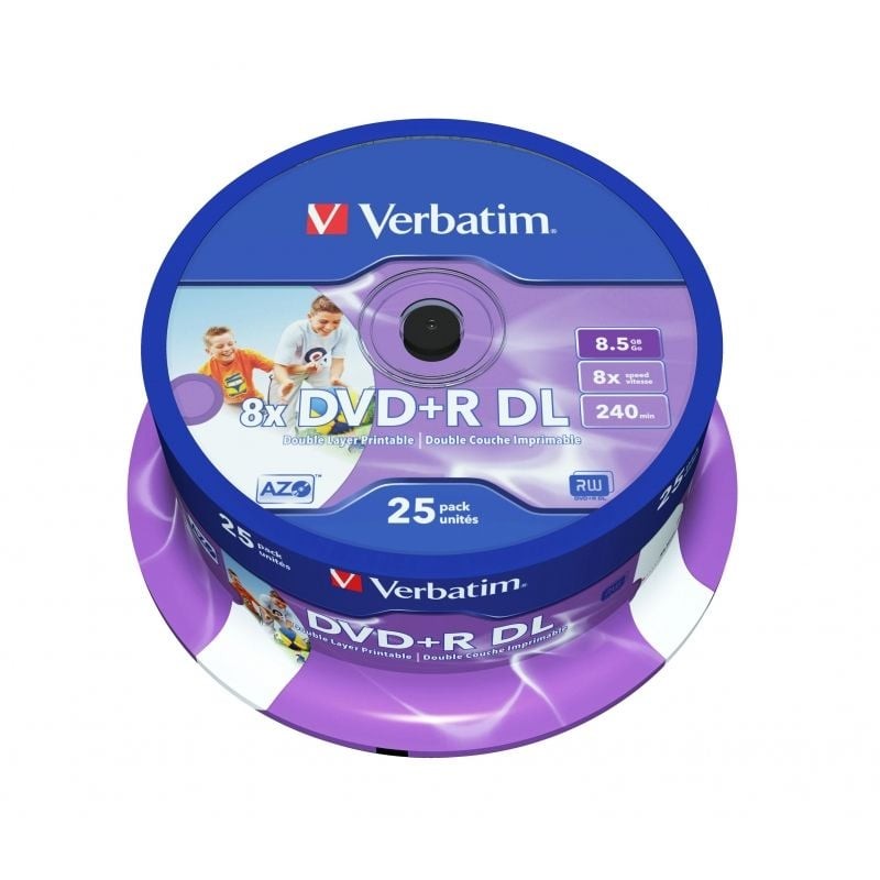 Dvd+r doble capa verbatim 8X tarrina-25uds