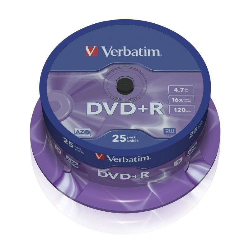 Dvd+r verbatim advanced azo 16X tarrina-25uds