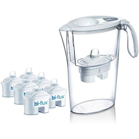 Pack jarra filtrante laica stream/ 2.3l/ blanca/ jarra + 6 filtros bi-flux