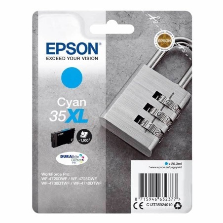 pul liCartucho de tinta Epson 35XL original candado de color cian con una capacidad de 203ml liliEste consumible es valido para