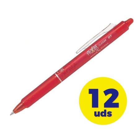 Caja de bolígrafos de tinta borrable retráctil pilot frixion NFCr/ 12 unidades/ rojos