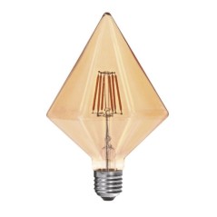 pBombilla LED de cristal ambar con un formato TD111 con unas medidas 115x168 milimetros y un portalamparas E27 Cuenta con una p