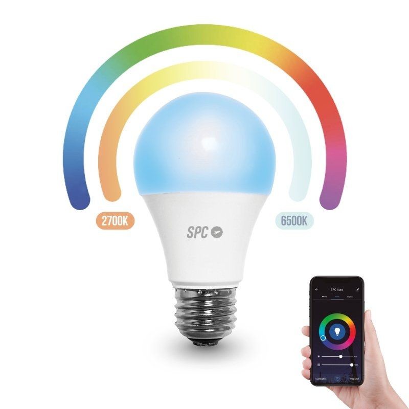 Bombilla led inteligente spc aura 800/ casquillo e27/ 10w/ 806 lúmenes/ 2700-6500k