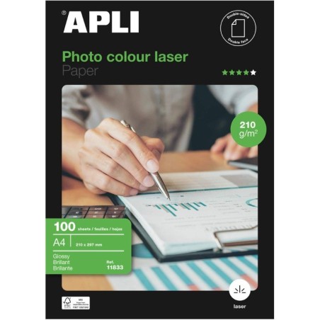 pPapel fotografico Colour Laser tamano A4nbsp ppPapel de 210 g m con acabado brillante doble caranbsp ppCada pack contiene 100 