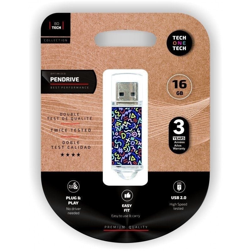 Pendrive 16GB tech one tech kaotic dark usb 2.0