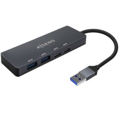 h2AISENS HUB USB 32 GEN1 5G USB A USB A M 2xUSB C H 2xUSB A H GRIS 15CM h2pHub USB 32 Gen1 5G 2 x USB C 10G hembra y 2 x USB A 