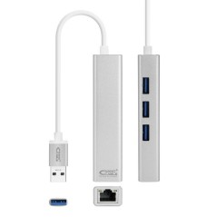 pul liConversor USB 30 a Ethernet Gigabit con 3 puertos USB 30 con conector USB 30 macho en un extremo conector RJ45 hembra y 3