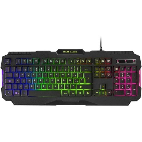 pEl MRK0 es un teclado gaming especialmente disenado para destacar Con sus tres modos de iluminacion RGB Rainbow 9 colores y su