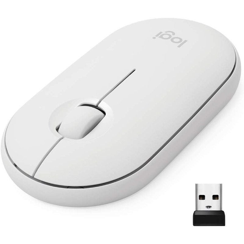 Ratón inalámbrico por bluetooth/ 2.4ghz logitech pebble m350 2.4GHz con Mini Receptor USB blanco crudo