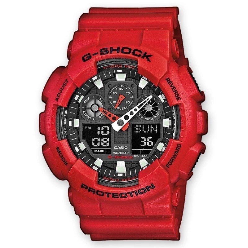 Reloj analógico y digital casio g-shock trend ga-100b-4aer/ 55mm/ rojo