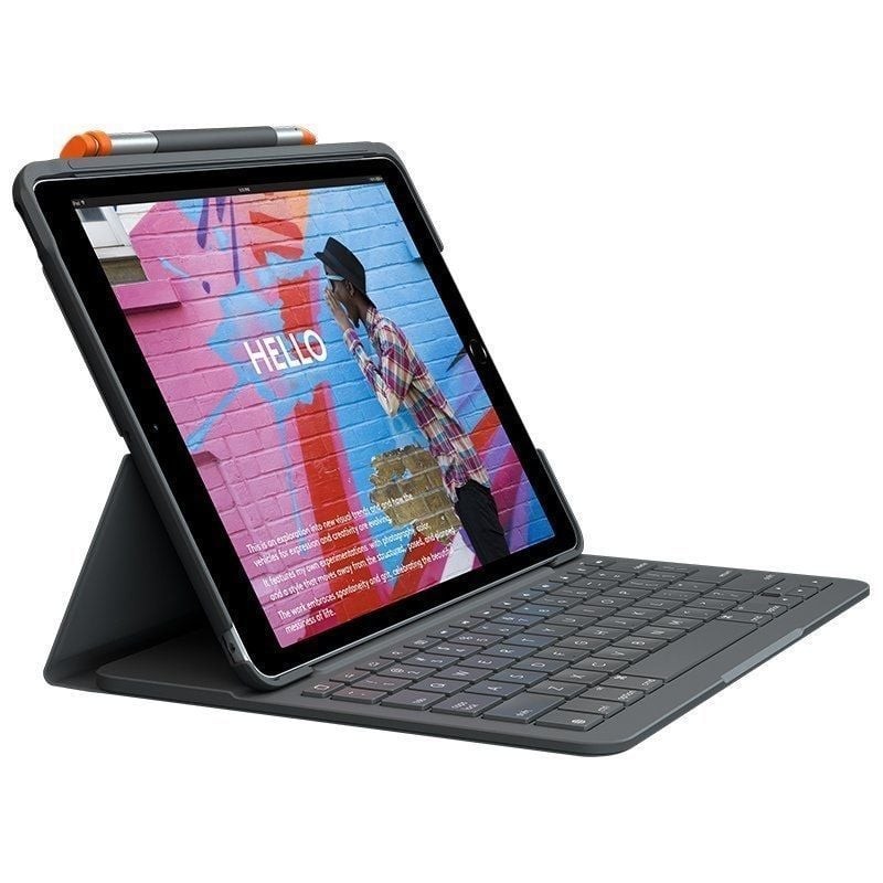 Funda con teclado logitech slim folio para tablets Apple ipad pro de 10.2' 2019-2020/ grafito