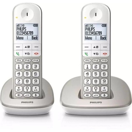 ph2Comodo y sencillo h2pDisfruta de la sencillez del telefono inalambrico Philips XL490 con una pantalla y botones extragrandes