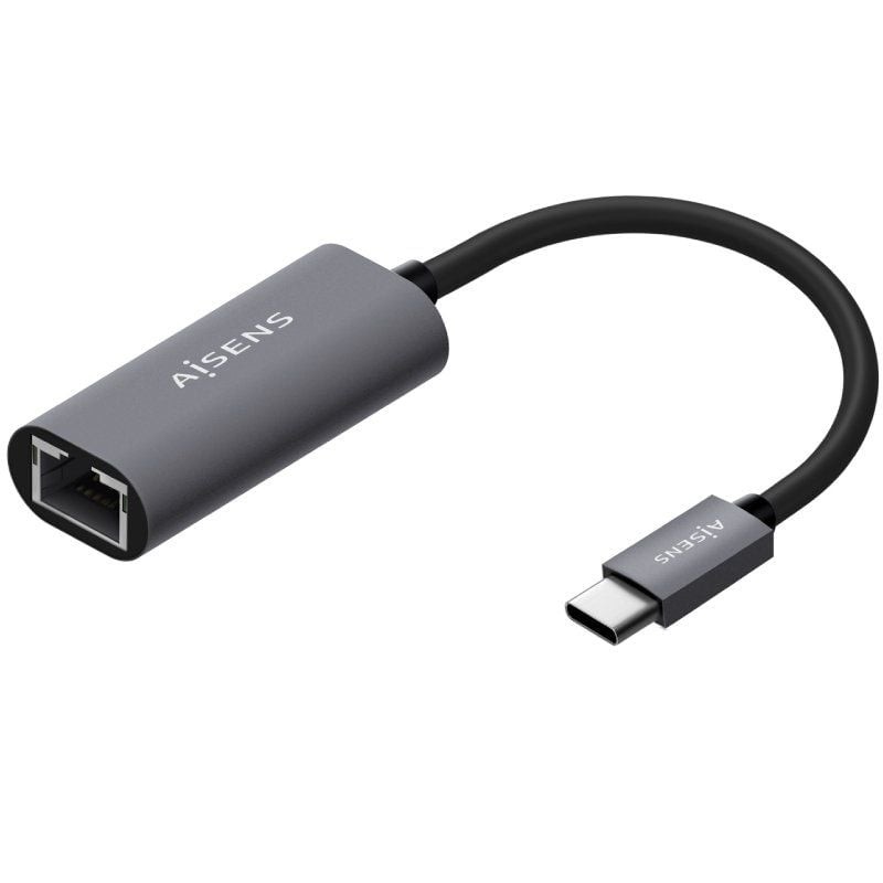 Adaptador usb tipo-c aisens a109-0709/ usb tipo-c macho - rj45 hembra/ 1000Mbps 15cm/ gris