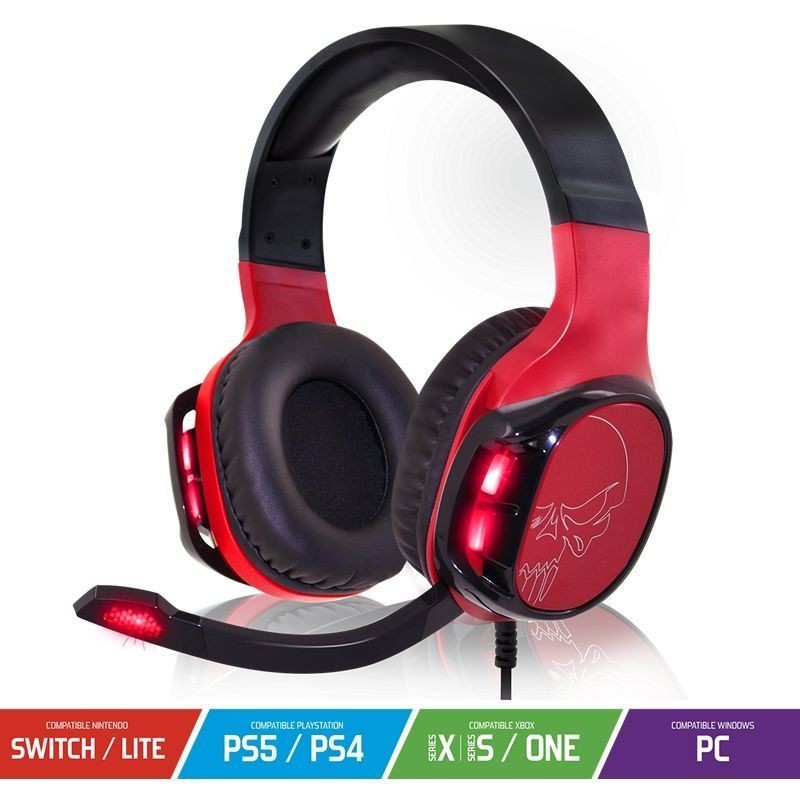 Auriculares gaming con micrófono spirit of gamer elite-h60/ jack 3.5/ rojos