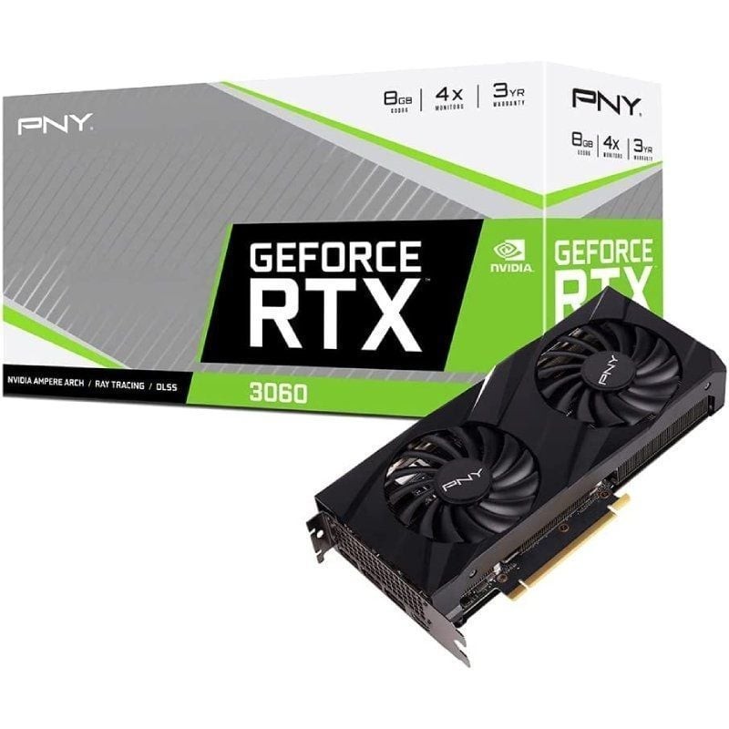 Tarjeta Gráfica pny GeForce RTX 3060 verto dual fan/ 8GB GDDR6
