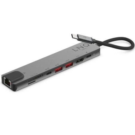 h2Hub multipuerto 8 en 1 Pro USB C de 10 Gbps con HDMI 4K Ethernet y lector de tarjetas h2pConcentrador multipuerto profesional