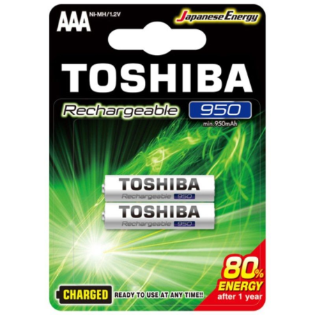 ph2RECARGABLE AAA 950MAH h2Las baterias recargables de TOSHIBA Ni Mh ofrecen un rendimiento y una comodidad solidos y duraderos