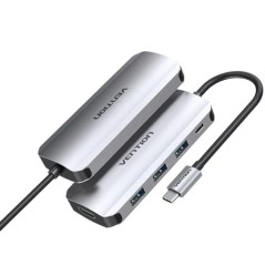 h2Vention Hub USB tipo C 5 en 1 con salida HDMI 4K puertos USB 30 de 5 Gbps y suministro de energia USB C de carga rapida THFHB