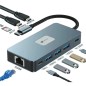 Docking usb tipo-c leotec leds02/ 3xusb/ 1xusb tipo-c/ 1xusb tipo-c pd/ 2xhdmi 4K 1xrj45/ 1xlector tarjetas sd y microsd/ gris