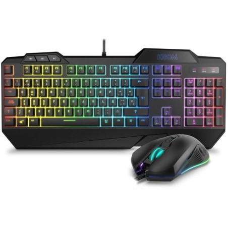 h2KRUSHER h2pKrom Krusher es el combo que te hara vencedor de la partida Por un lado el teclado semimecanico con RGB cuenta con
