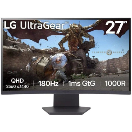 h2Monitor gaming LG UltraGear 27 684cm curvo 1000R 1ms 2560 x 1440 QHD 180Hz AMD FreeSync h2divh2Descubre la inmersion a 1000R 
