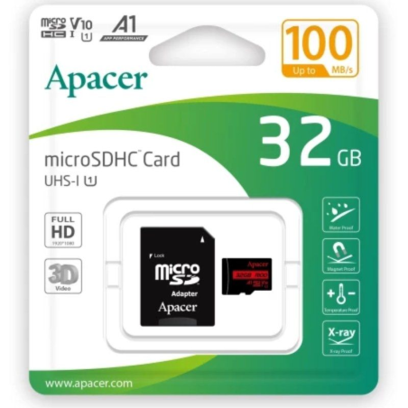 h2Tarjeta de memoria Apacer microSDHC UHS I 32GB R100 V10 A1 adaptador SD h2divEl estandar de velocidad ultraalta SD 51 de prox