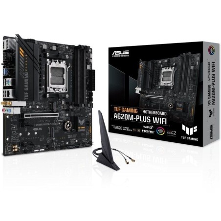 h2TUF GAMING A620M PLUS WIFI h2divpMotherboard AMD A620 Ryzen AM5 micro ATX con DDR5 PCIe 40 dos puertos M2 2 x DisplayPort HDM