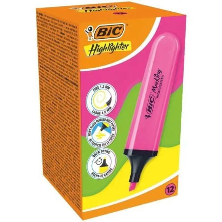 h2BIC Highlighter Marcadores Flat NEON ROSA h2divpBIC Highlighter Marcadores Flat NEON ROSA Caja 12 ppBIC Flat Subrayadores Ros