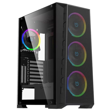ph2Caja Gaming Semitorre Hiditec MH12 GLASS h2pMH12 es un chasis robusto con un diseno que se adapta a cualquier configuracion 