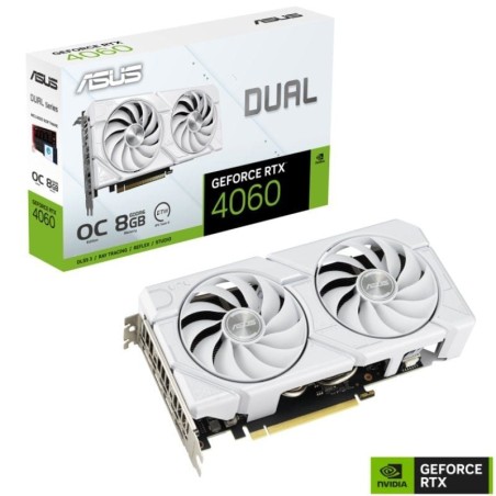 ph22x Ventiladores 2x Diversion h2pASUS Dual GeForce RTX8482 4060 EVO White Edition combina un rendimiento termico dinamico con