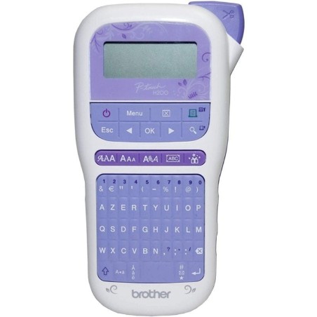 h2Rotuladora electronica de mano con diseno ergonomico para el hogar y para manualidades con teclado QWERTY Color lavanda y bla