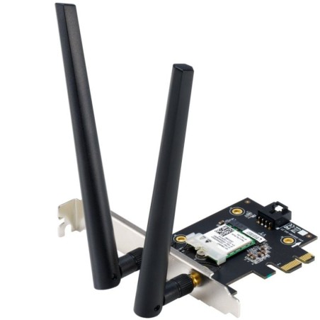 ph2Adaptador WiFi ASUS PCE AXE5400 h2pAdaptador WiFi 6E PCI E con 2 antenas externas PCE AXE5400 Soporta la banda de 6GHz 160MH