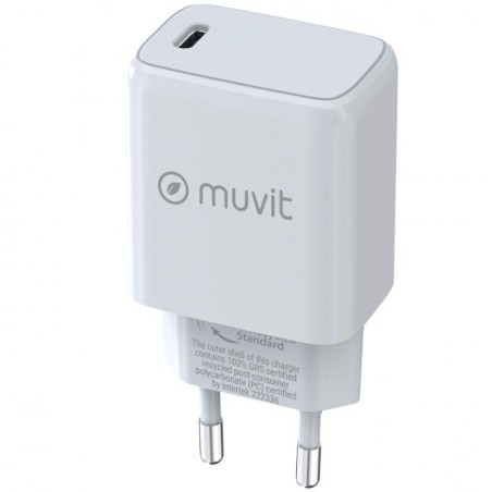 h2muvit for change cargador de pared Tipo C PD 20W blanco h2divpEn casa la oficina o donde lo puedas conectar carga tus disposi